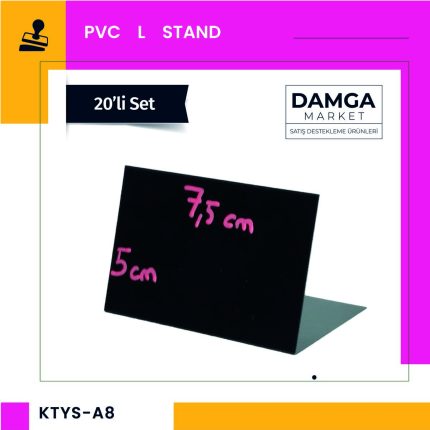 Masaüstü Siyah Fiyat Standı, A8 Pvc Kara Tahta, Silinebilir, Yeniden Yazılabilir Pvc-Yatay-20 Adet