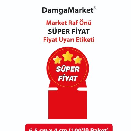 Market Raf Önü SÜPER FİYAT Fiyat Uyarı Etiketi – Dikey Model – 6,5 × 4 cm – 100’lü Paket