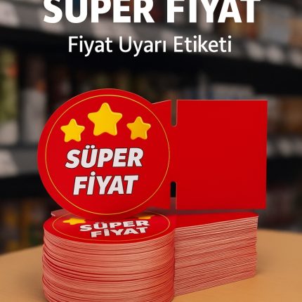 Market Raf Önü SÜPER FİYAT Fiyat Uyarı Etiketi – 6,5 × 4 cm – 100’lü Paket